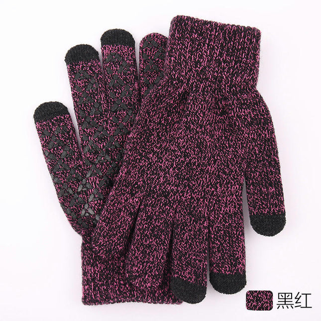 Winter Knitted Gloves, Soft Men's Touch Screen Cycling Gloves, Warm Full Finger Anti-Slip Running Gloves