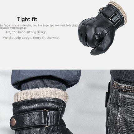 Touch Screen Texting Mens Leather Gloves,PU Warm Wool Lined Gloves,Non-Slip Mens Driving Gloves