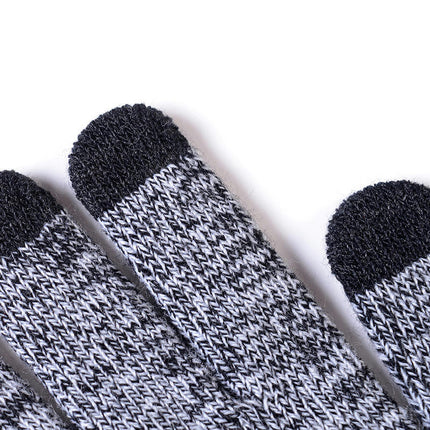 Winter Men's and Women's Woolen Hat Scarf Touch Screen Gloves Set - Warm Lined Knitted Plush Long Scarf Set