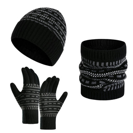 Winter Warm Gloves Set Women's Scarf Hat Gloves Set Touch Screen Gloves Men's Warm Neck Wrap Set