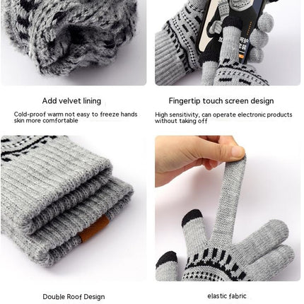 Winter Warm Gloves Set Women's Scarf Hat Gloves Set Touch Screen Gloves Men's Warm Neck Wrap Set