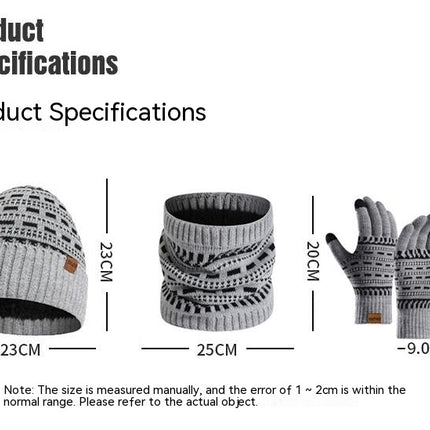 Winter Warm Gloves Set Women's Scarf Hat Gloves Set Touch Screen Gloves Men's Warm Neck Wrap Set