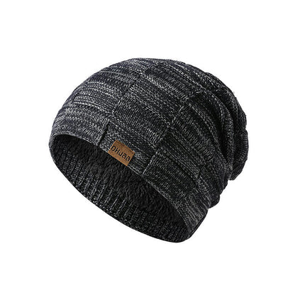 Winter Woolen Hat Scarf Package -Men's and Women's Coldproof Knitted Hat Plush Lined Skull Neck Warmer Hat