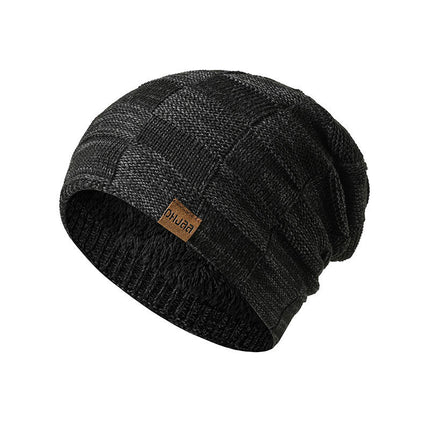 Winter Woolen Hat Scarf Package -Men's and Women's Coldproof Knitted Hat Plush Lined Skull Neck Warmer Hat