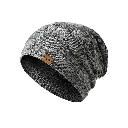 Winter Woolen Hat Scarf Package -Men's and Women's Coldproof Knitted Hat Plush Lined Skull Neck Warmer Hat