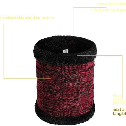 Winter Woolen Hat Scarf Package -Men's and Women's Coldproof Knitted Hat Plush Lined Skull Neck Warmer Hat