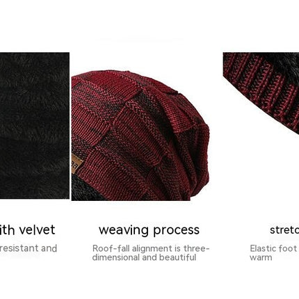 Winter Woolen Hat Scarf Package -Men's and Women's Coldproof Knitted Hat Plush Lined Skull Neck Warmer Hat