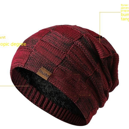 Winter Woolen Hat Scarf Package -Men's and Women's Coldproof Knitted Hat Plush Lined Skull Neck Warmer Hat