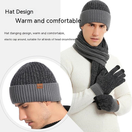 Winter Hats Scarf for Men with Touchscreen Gloves Warm Men's Scaves and Beanie Hat Themal Gloves Set