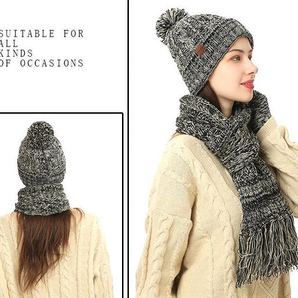 Winter Beanie Hat Neck Warm Scarf and Touch Screen Gloves Set for Women and Men,Knit Cap Set Model A