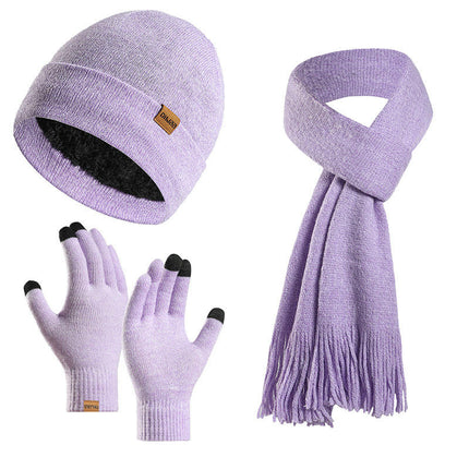 Winter Beanie Hat Warm Scarf and Touch Screen Gloves Set for Women and Men,Knit Cap Set Model B