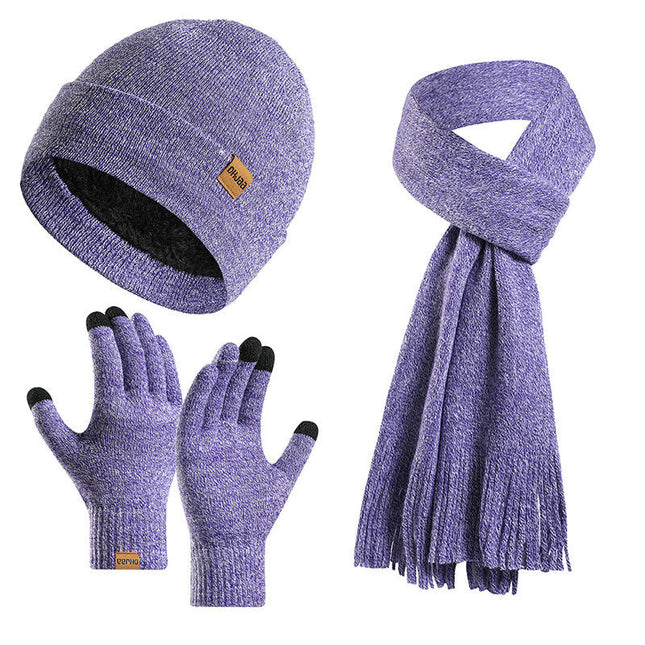 Winter Beanie Hat Warm Scarf and Touch Screen Gloves Set for Women and Men,Knit Cap Set Model B