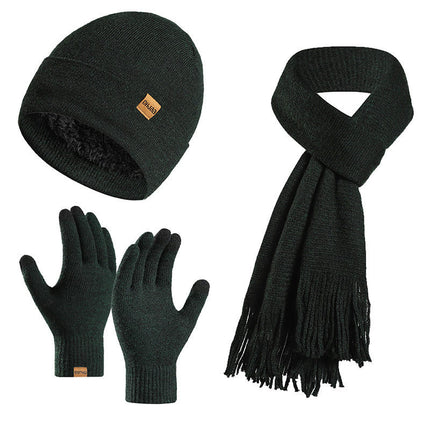 Winter Beanie Hat Warm Scarf and Touch Screen Gloves Set for Women and Men,Knit Cap Set Model B