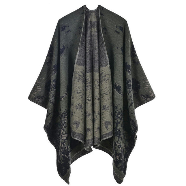 Womens Printed Poncho Cape Oversized Shawl Wrap Open Front Cardigans Blanket Scarf Coat