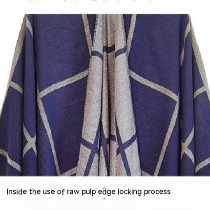 Womens Poncho Cape, Plaid Poncho Sweater Cardigan Knitted Tassel Opne Front Shawl Wrap Cape