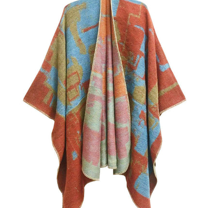 Women's Graffiti Poncho Cardigan Reversible Oversized Shawl Wrap Cardigan Women's Cardigan