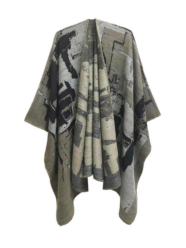 Women's Graffiti Poncho Cardigan Reversible Oversized Shawl Wrap Cardigan Women's Cardigan