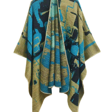Women's Graffiti Poncho Cardigan Reversible Oversized Shawl Wrap Cardigan Women's Cardigan
