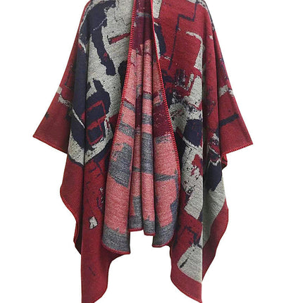 Women's Graffiti Poncho Cardigan Reversible Oversized Shawl Wrap Cardigan Women's Cardigan