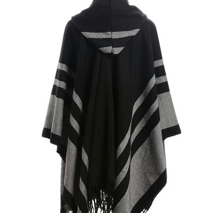 Women's Hoodie Pullover Shawl Cape Elegant Tie Tassel Poncho Women's Gift Accessories