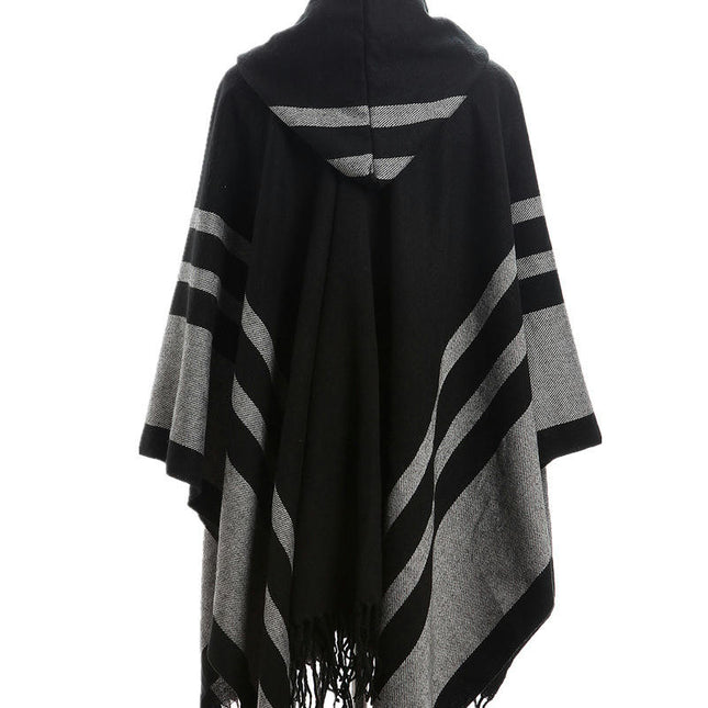 Women's Hoodie Pullover Shawl Cape Elegant Tie Tassel Poncho Women's Gift Accessories