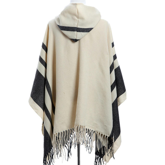 Women's Hoodie Pullover Shawl Cape Elegant Tie Tassel Poncho Women's Gift Accessories