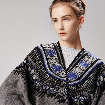 Women's Shawl Wrap Poncho  Cape Cardigan Sweater Open Front for Fall Winter Spring
