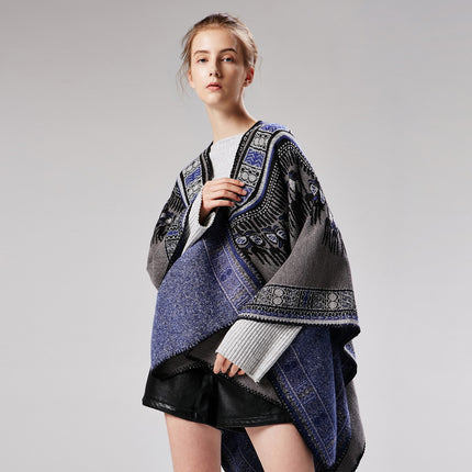 Women's Shawl Wrap Poncho  Cape Cardigan Sweater Open Front for Fall Winter Spring