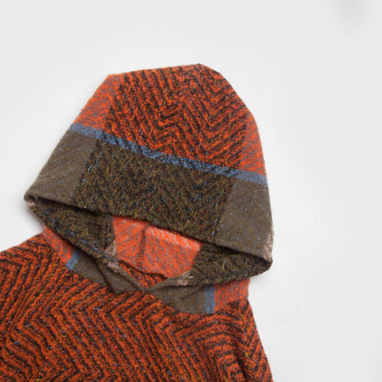 Shawl Knitted Poncho Pullover - Fishbone Pattern Hooded Shawl Irregular Tassel Winter Pullover Shawl