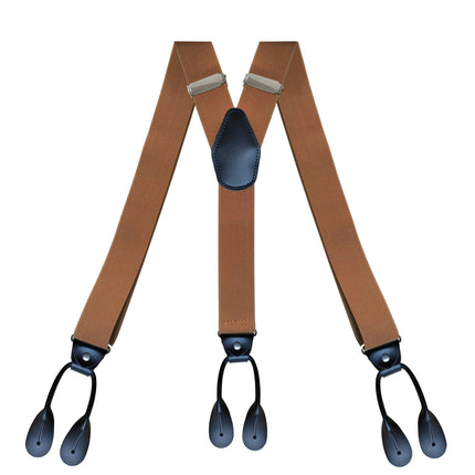 Mens 6 Clip Suspenders Y-back Leather Heavy Duty Suspenders suspenders for Women and Men