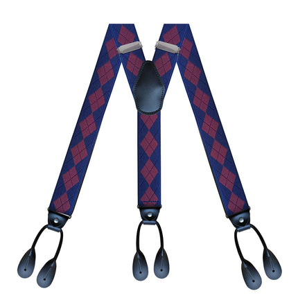 Mens 6 Clip Suspenders Y-back Leather Heavy Duty Suspenders suspenders for Women and Men
