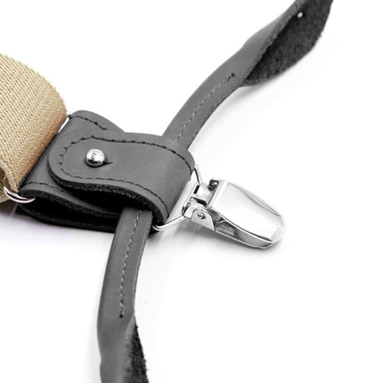 Y-back Leather Elastic Mens suspenders, Heavy Duty Suspenders for Men, Work Suspenders for Men