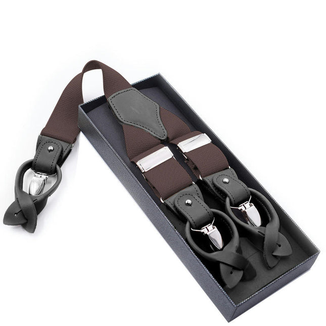 Y-back Leather Elastic Mens suspenders, Heavy Duty Suspenders for Men, Work Suspenders for Men