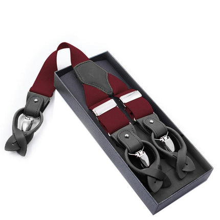 Y-back Leather Elastic Mens suspenders, Heavy Duty Suspenders for Men, Work Suspenders for Men