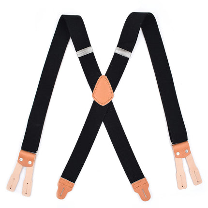 Suspender for Men Y-Back Genuine Leather Suspender Heavy Duty suspenders for men