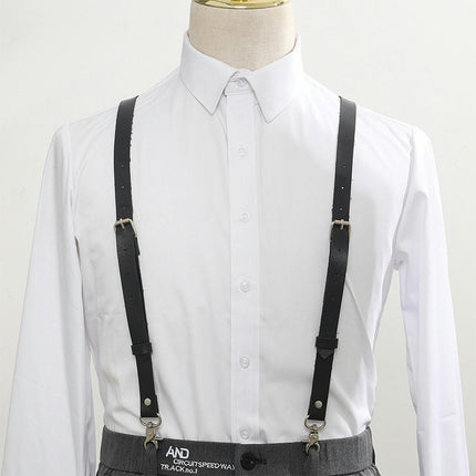 Leather Suspenders for Men Genuine Leather Heavy Duty Suspenders Adjustable Suspender