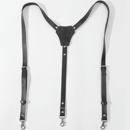Leather Suspenders for Men Genuine Leather Heavy Duty Suspenders Adjustable Suspender