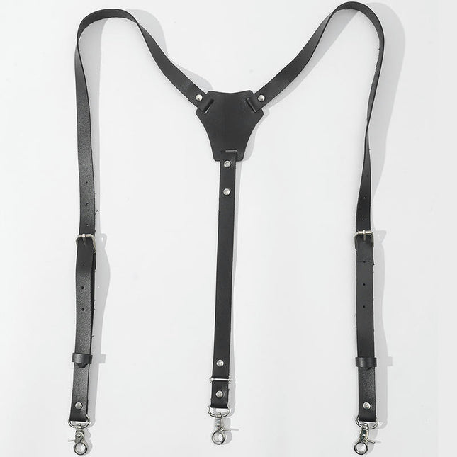 Leather Suspenders for Men Genuine Leather Heavy Duty Suspenders Adjustable Suspender