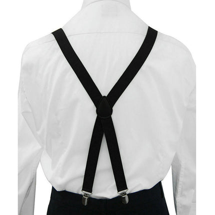 Black Suspenders for Men Heavy Duty Work Suspender Adjustable X Back Braces Men Suspenders