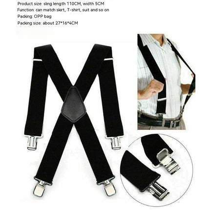 Black Suspenders for Men Heavy Duty Work Suspender Adjustable X Back Braces Men Suspenders