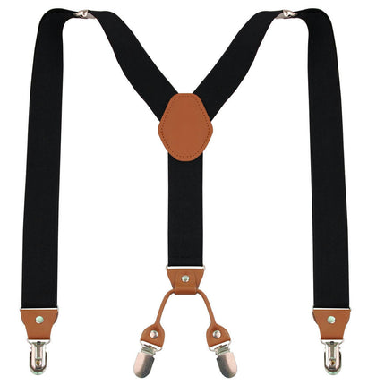 Men Y-back Suspender- Elastic Adjustable Suspenders with 4 Sturdy Clips Suspenders for Men