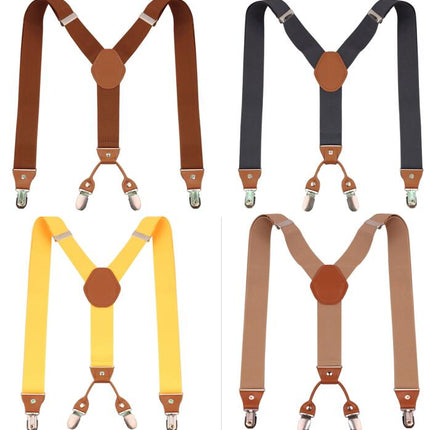 Men Y-back Suspender- Elastic Adjustable Suspenders with 4 Sturdy Clips Suspenders for Men