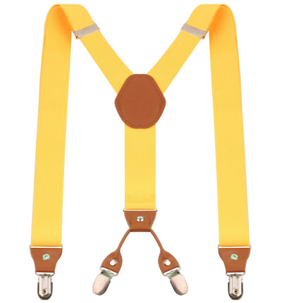 Men Y-back Suspender- Elastic Adjustable Suspenders with 4 Sturdy Clips Suspenders for Men