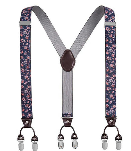 Men Adjustable Elastic Suspenders - Heavy Duty Y-back 6 Strong Clips Suspender Suspenders for Men