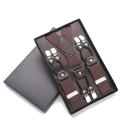 Suspenders for Men Heavy Duty Y-back 6 Strong Clips Suspender Adjustable Suspenders
