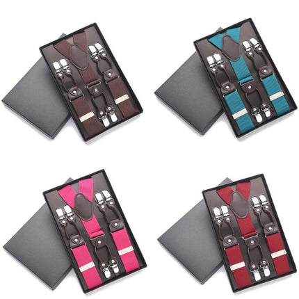 Suspenders for Men Heavy Duty Y-back 6 Strong Clips Suspender Adjustable Suspenders