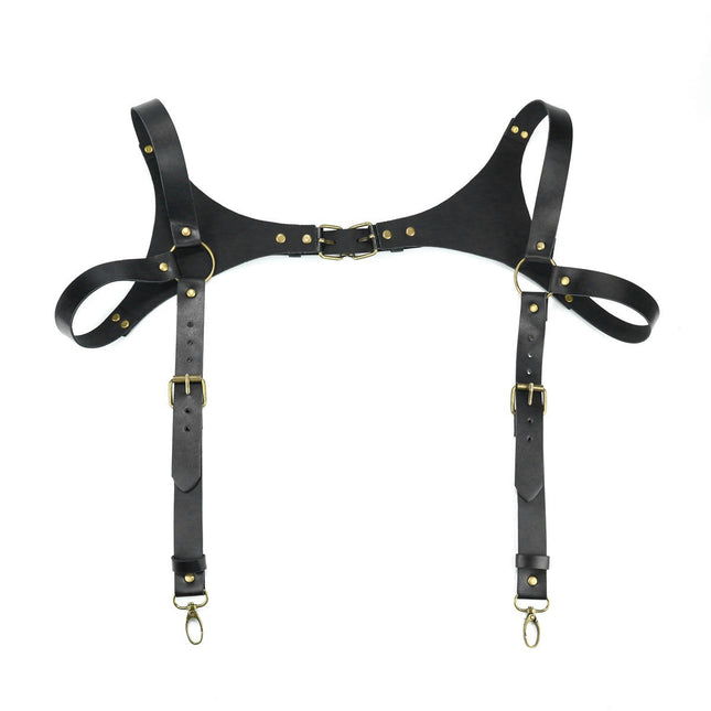 Men Leather Suspenders Shoulder Suspender for Men Adjustable Leather Belts with Buckles