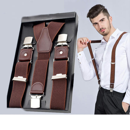 Suspenders for Men Y-shape 3 Metal Clips Suspenders Y Shape Adjustable Suspenders