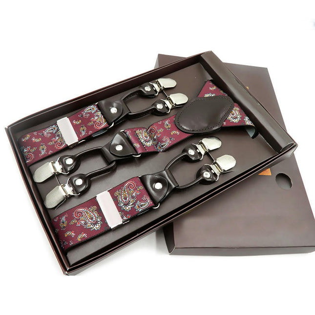 Suspender for Men Y-Back Genuine Leather Men's Suspenders Adjustable Suspenders With Strong Clip