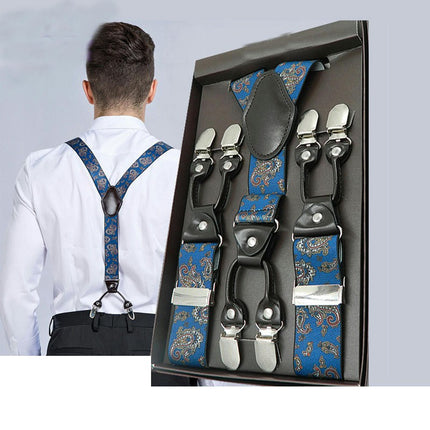 Suspender for Men Y-Back Genuine Leather Men's Suspenders Adjustable Suspenders With Strong Clip